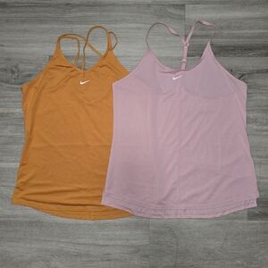 Lot Of 2 Nike Women's Pink and Orange Running Tank Tops